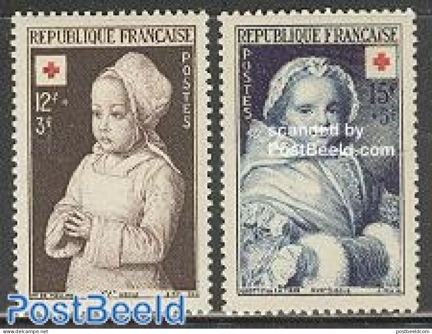 France 1951 Red Cross 2v, Mint NH, Health - Red Cross - Art - Paintings - Ungebraucht