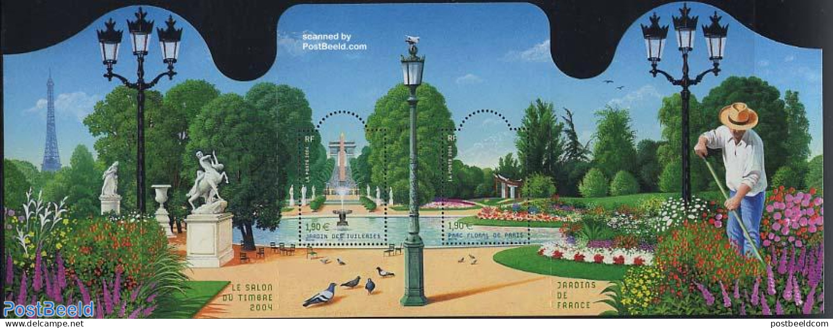 France 2004 Gardens S/s, Mint NH, Nature - Flowers & Plants - Gardens - Water, Dams & Falls - Nuovi