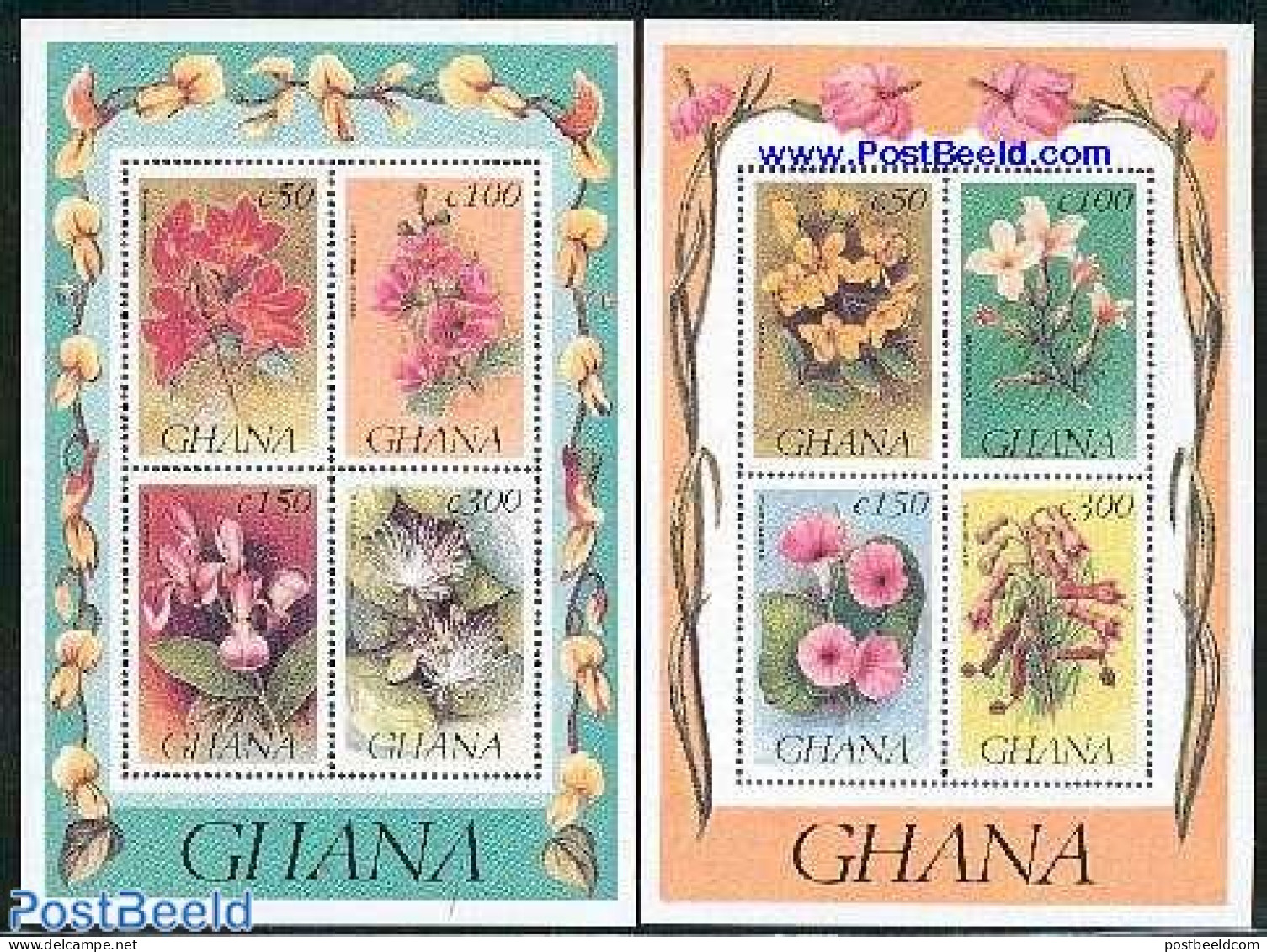 Ghana 1993 Flowers 2 S/s, Mint NH, Nature - Flowers & Plants - Sonstige & Ohne Zuordnung