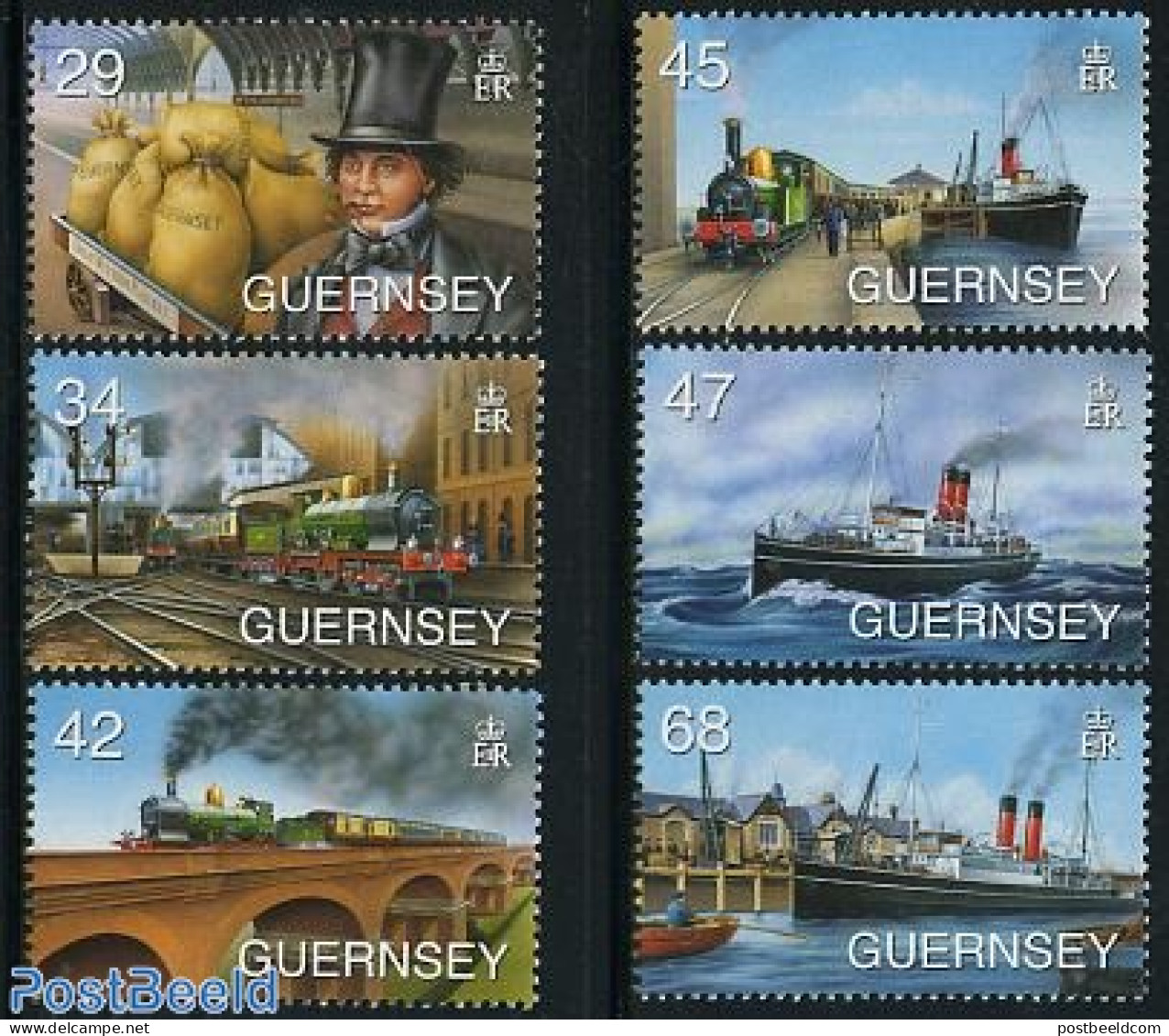Guernsey 2006 I.K. Brunel 6v, Mint NH, Transport - Railways - Ships And Boats - Art - Bridges And Tunnels - Trenes
