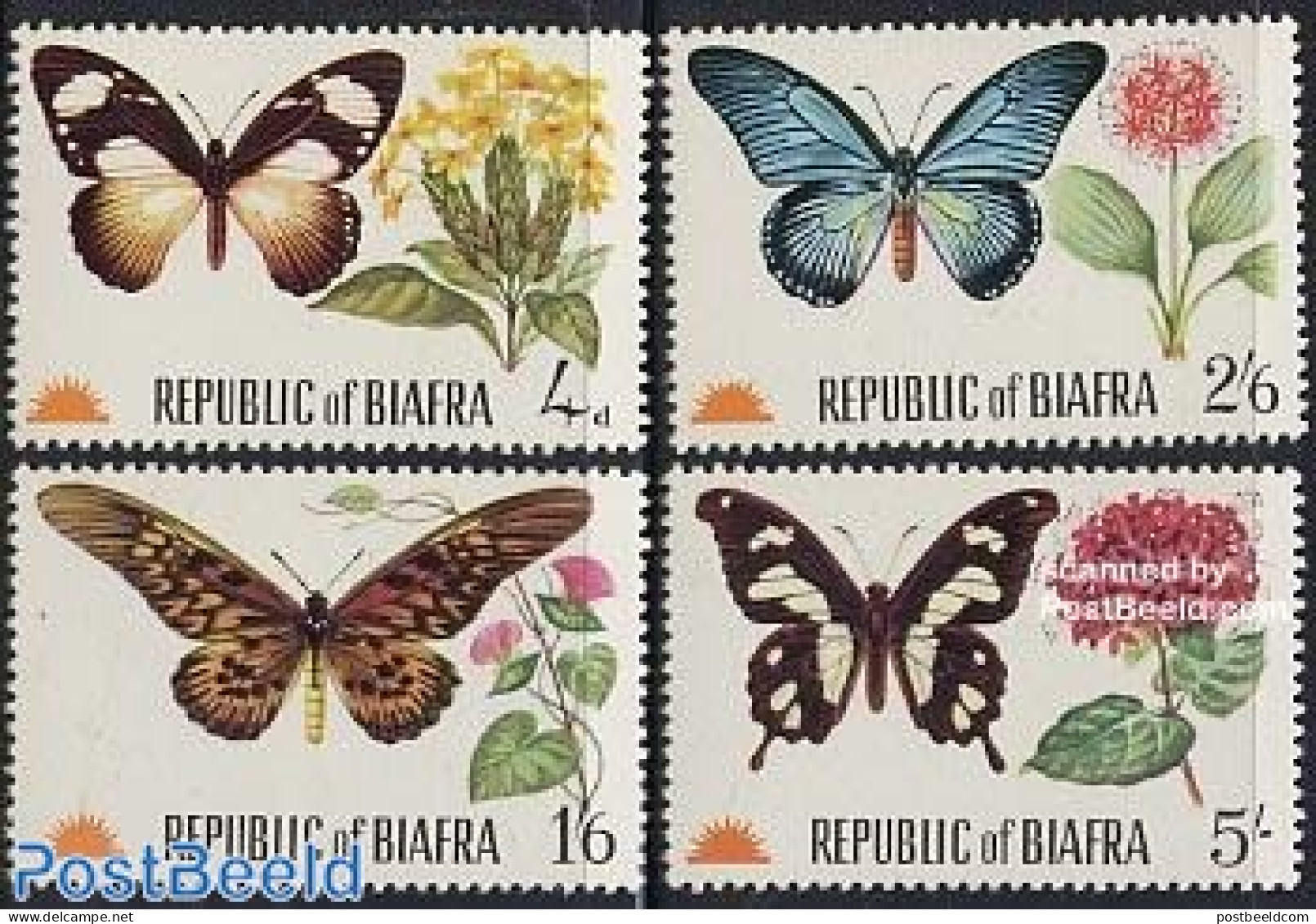 Biafra 1968 Butterflies 4v, Mint NH, Nature - Butterflies - Flowers & Plants - Other & Unclassified