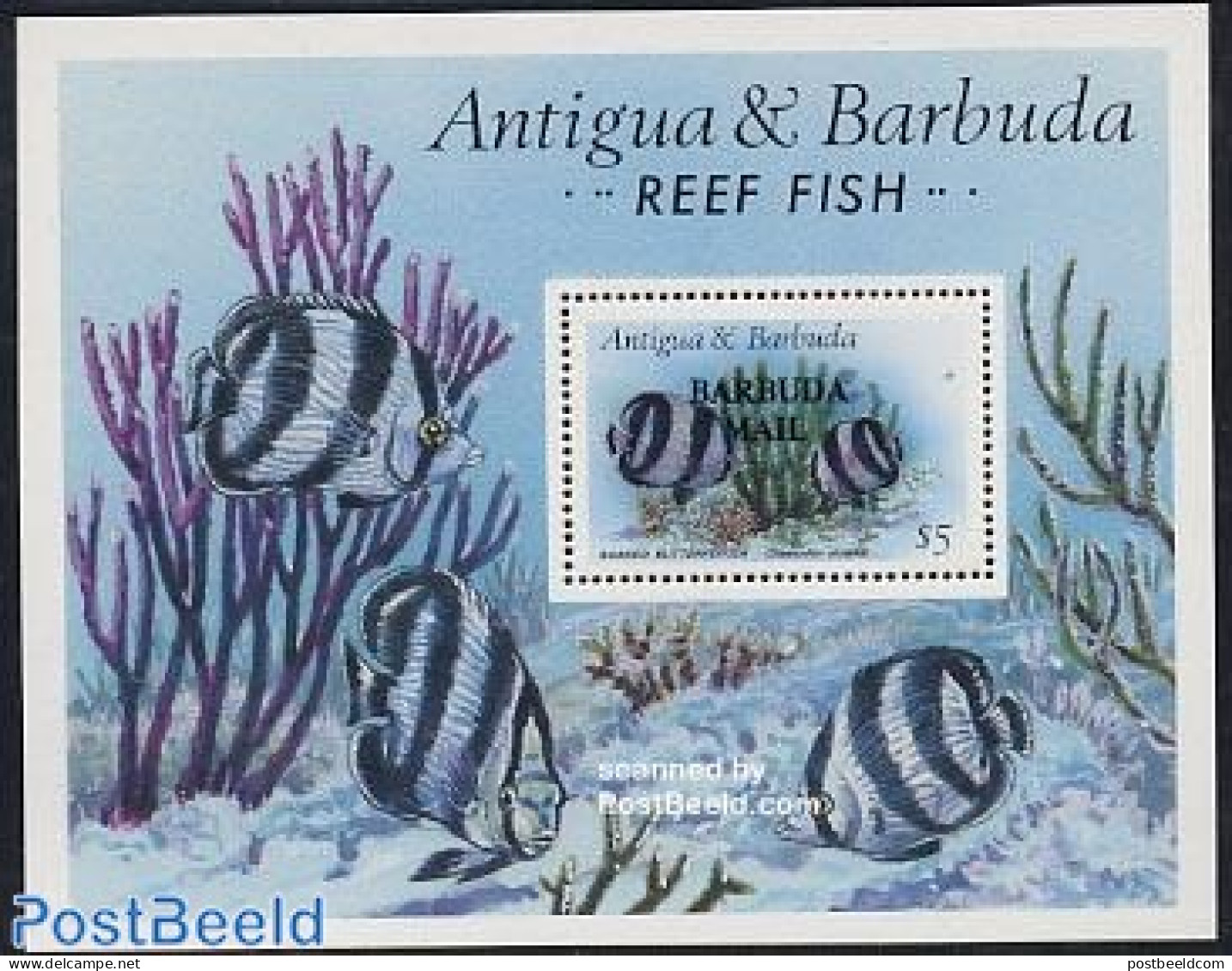 Barbuda 1987 Reef Fish S/s, Mint NH, Nature - Fish - Poissons