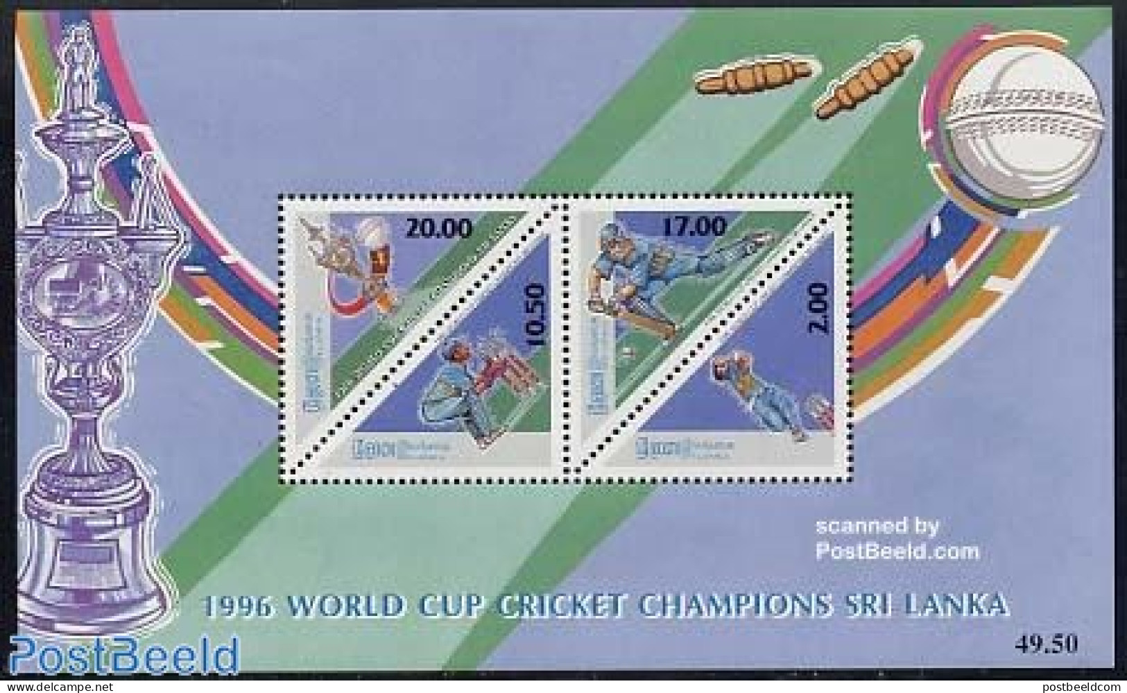 Sri Lanka (Ceylon) 1996 Cricket Championship S/s, Mint NH, Sport - Cricket - Sport (other And Mixed) - Cricket