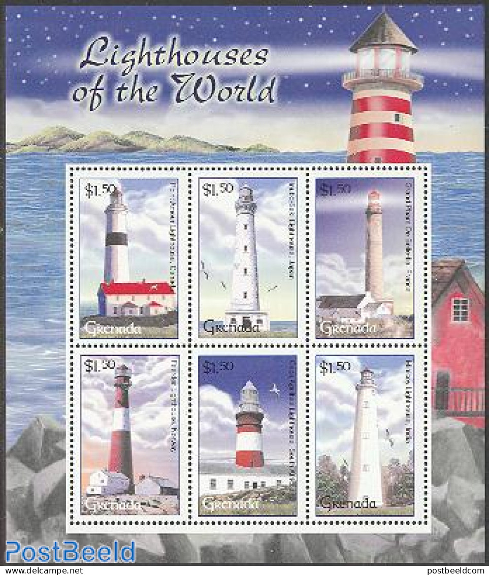 Grenada 2001 Lighthouses 6v M/s, Point Amour, Mint NH, Various - Lighthouses & Safety At Sea - Faros