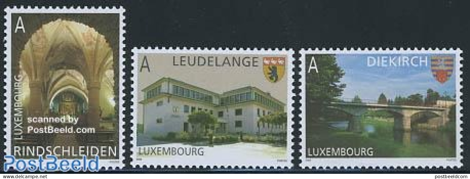 Luxemburg 2008 Tourism 3v, Mint NH, Religion - Various - Churches, Temples, Mosques, Synagogues - Tourism - Art - Brid.. - Ongebruikt