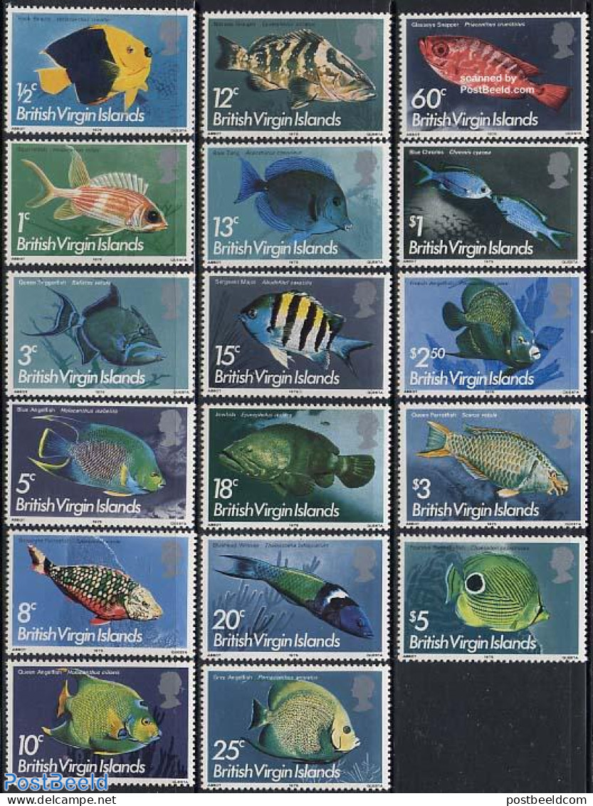 Virgin Islands 1975 Fish 17v, Mint NH, Nature - Fish - Fische