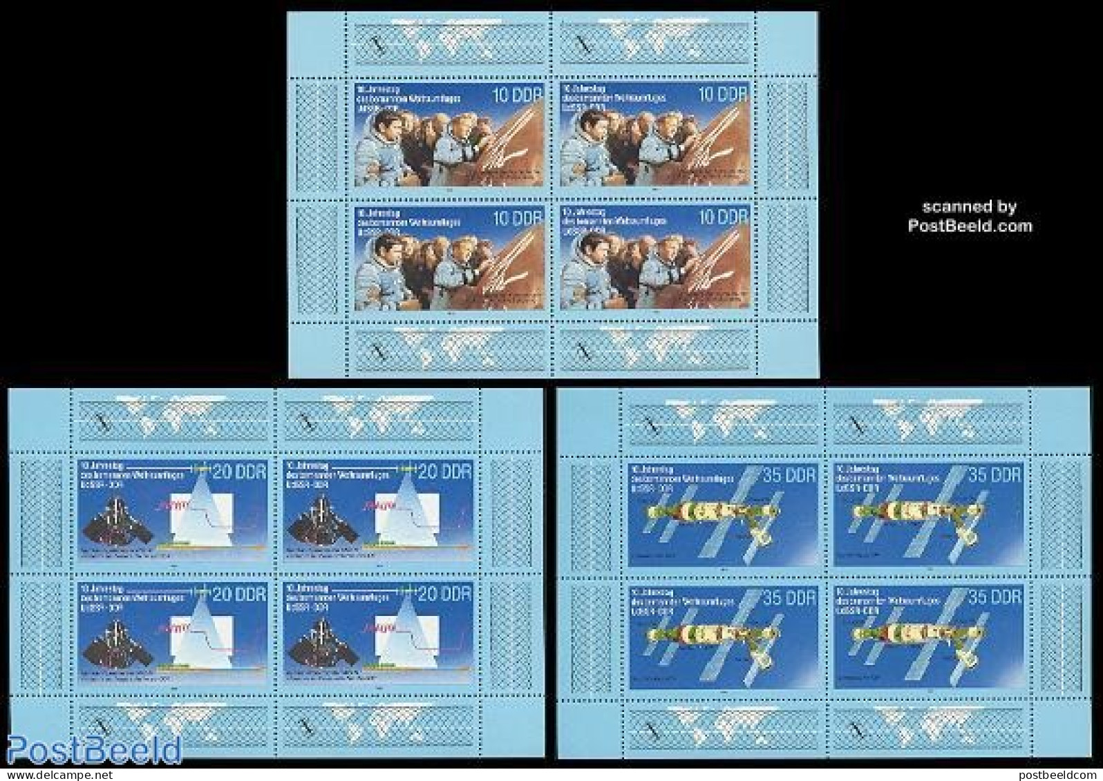 Germany, DDR 1988 Space Flights 3 M/s, Mint NH, Transport - Space Exploration - Neufs