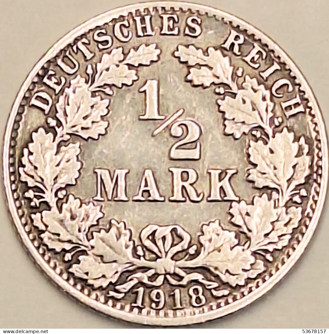 Germany Empire - 1/2 Mark 1918 A, KM# 17, Silver (#4426) - Other - Europe