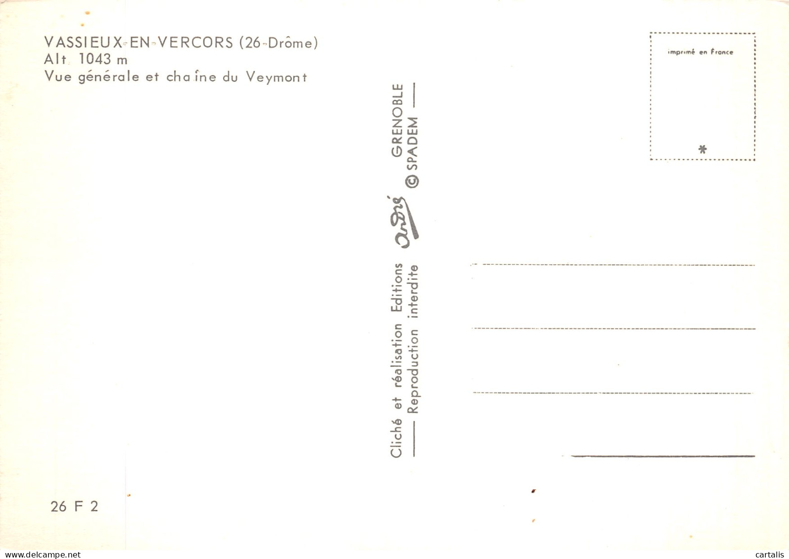 26-VASSIEUX EN VERCORS-N° 4440-B/0363 - Sonstige & Ohne Zuordnung