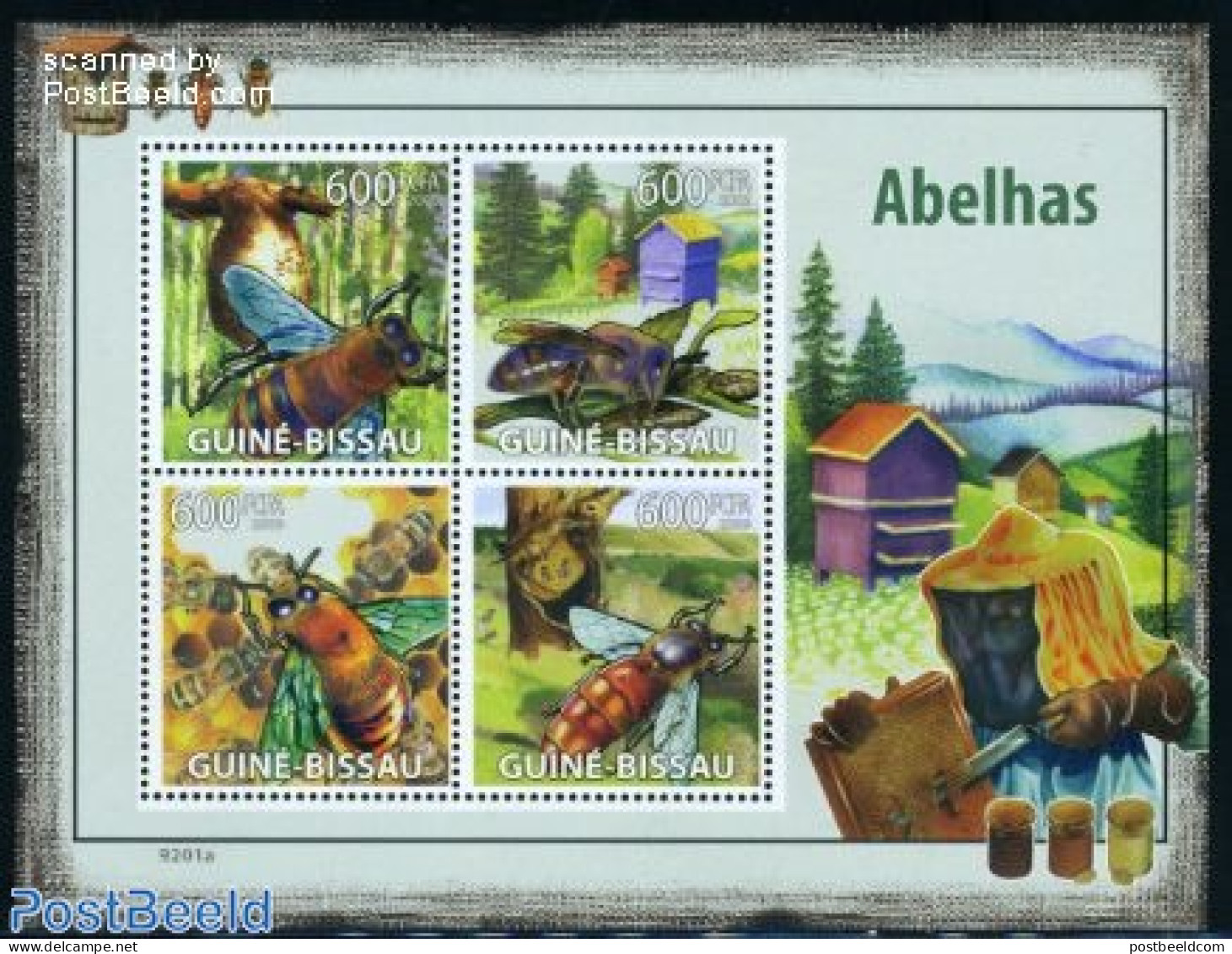 Guinea Bissau 2009 Bees 4v M/s, Mint NH, Nature - Bees - Insects - Guinée-Bissau