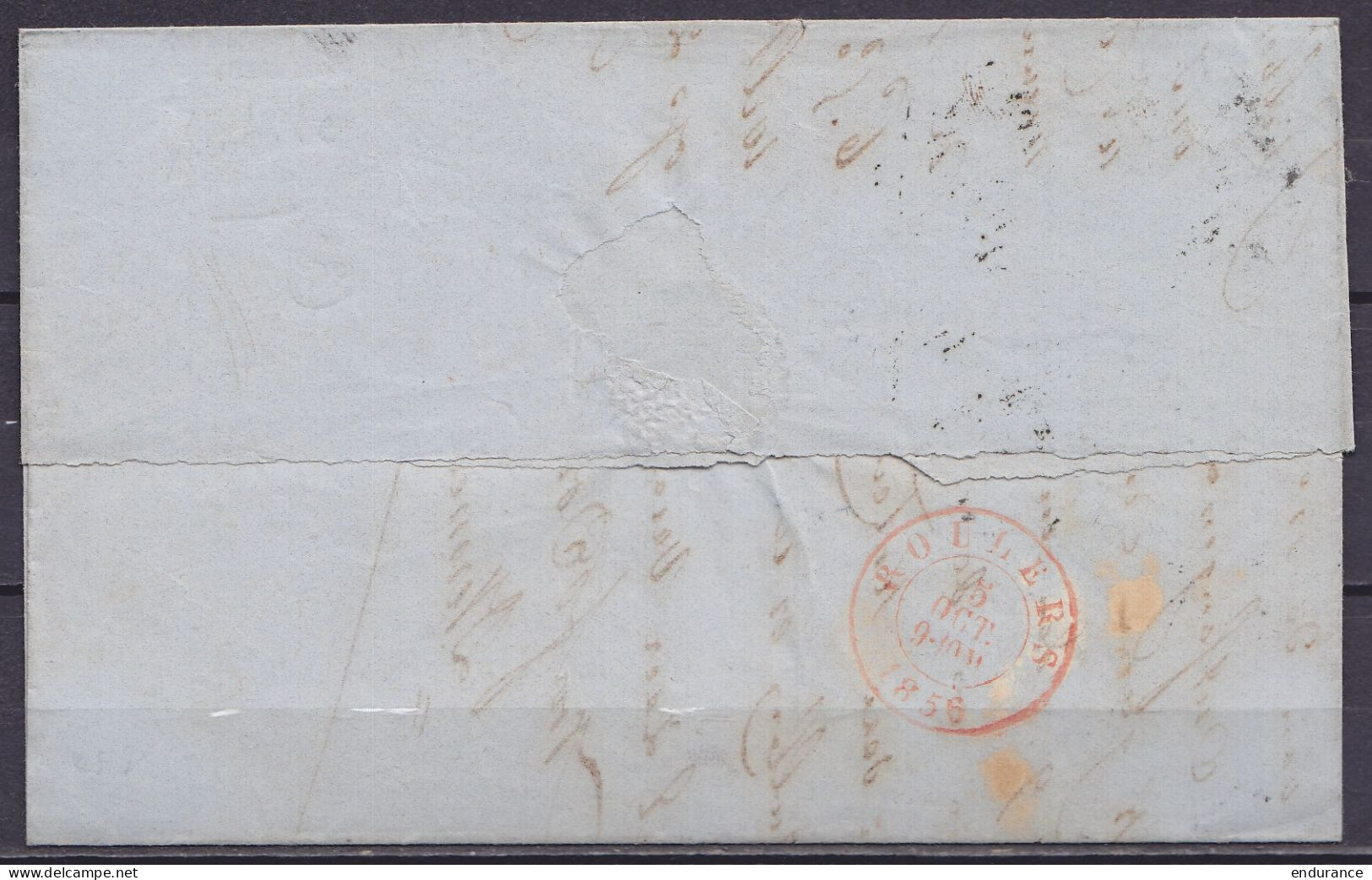 L. Affr. N°7 D24 Càd BRUXELLES /4 OCT 1856 Pour PAESSCHENDAELE (au Dos: Càd Arrivée ROULERS) - Superbe ! - 1851-1857 Medallones (6/8)