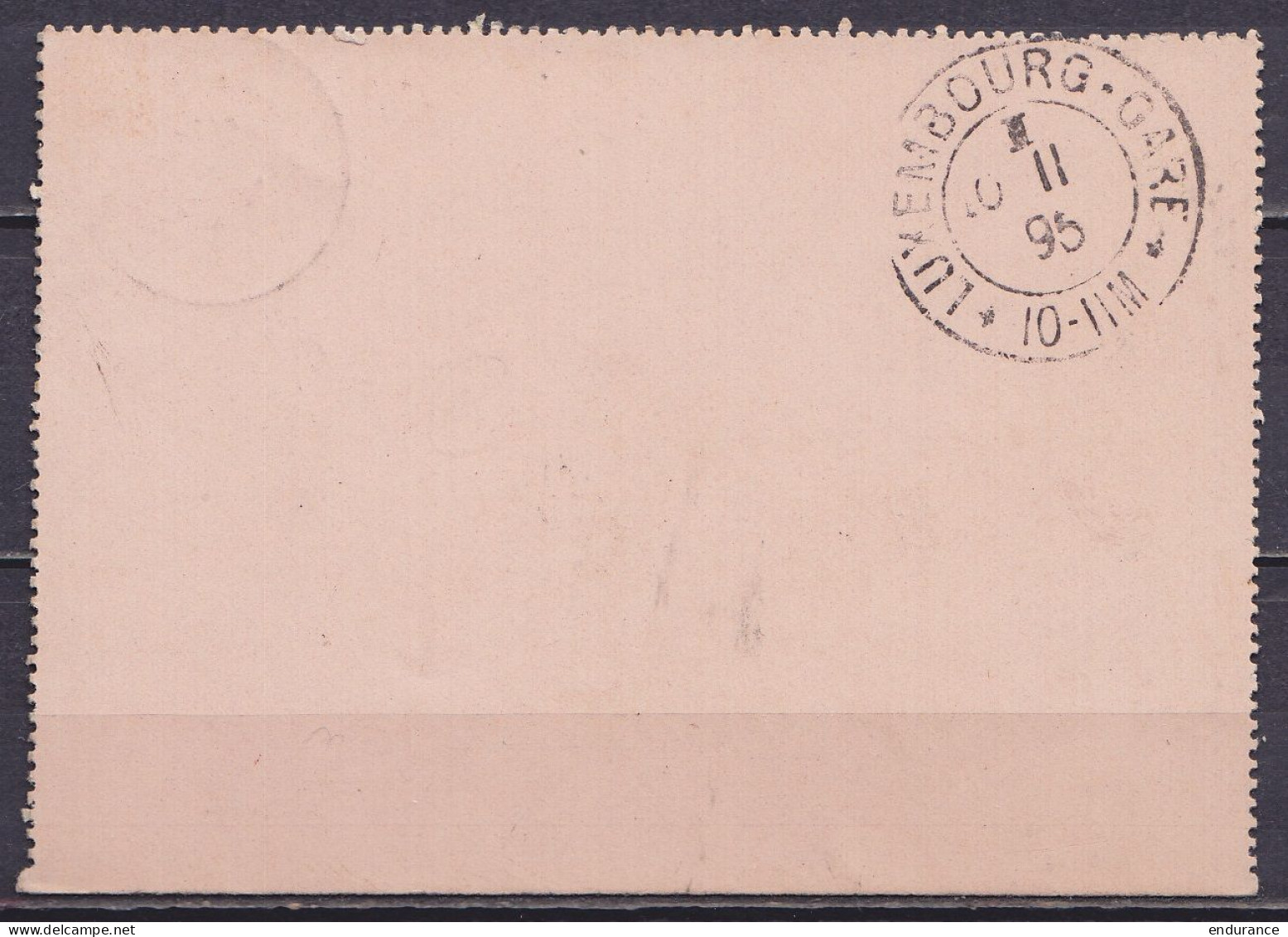 EP Carte-lettre Pour L'étranger 25c (type N°48) Càd LIEGE (ST-GILLES) /9 NOV 1895 Pour LUXEMBOURG Gare (au Dos: Càd Arri - Kartenbriefe