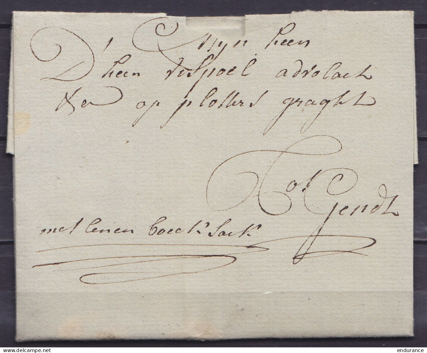 L. Datée 3 Juillet 1797 De GRAMMONT Pour GENDT - Man. "met …." (avec Colis) - 1794-1814 (Période Française)