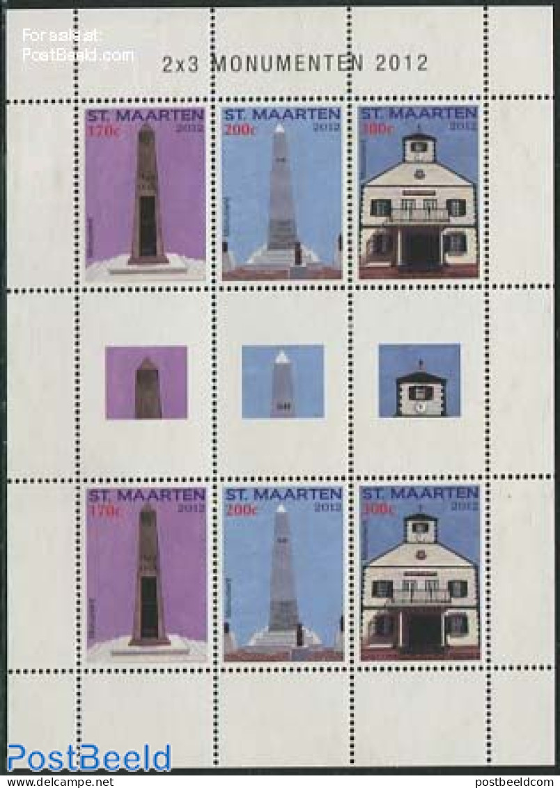 St. Maarten 2012 Monuments2x3v M/s, Mint NH, Art - Architecture - Other & Unclassified