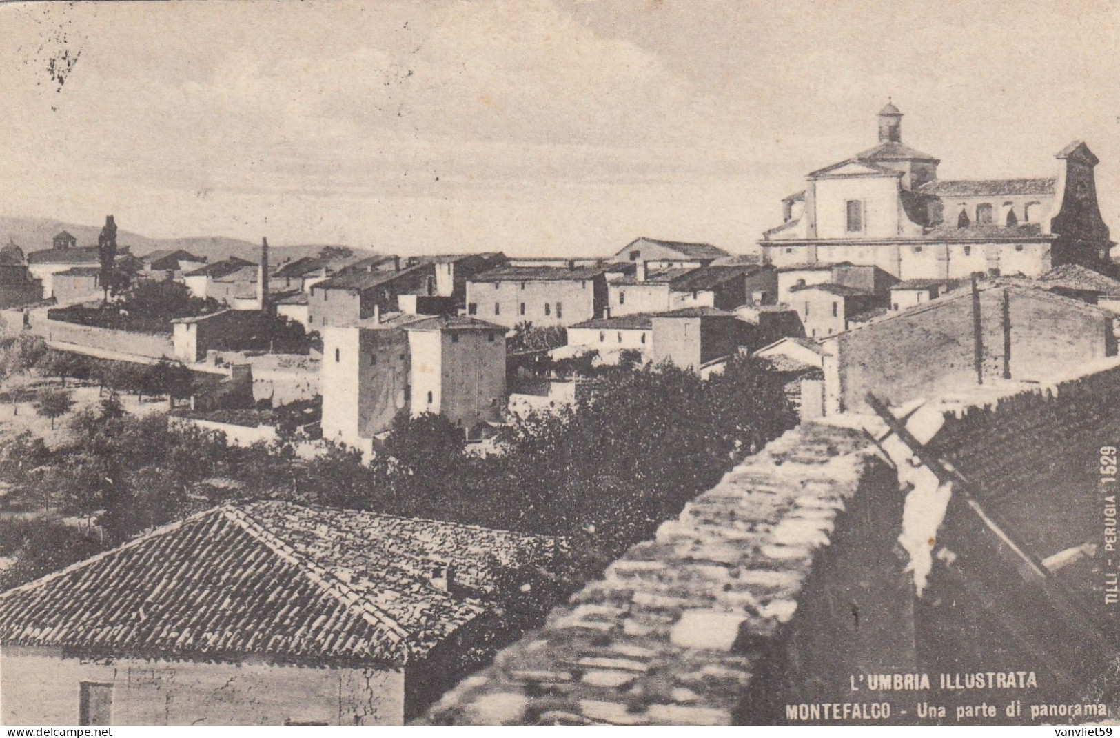 MONTEFALCO-PERUGIA-EDIZIONI TILLI-UMBRIA ILLUSTRATA-UNA PARTE DEL PANORAMA-CARTOLINA VIAGGIATA IL 1-9-1924 - Perugia