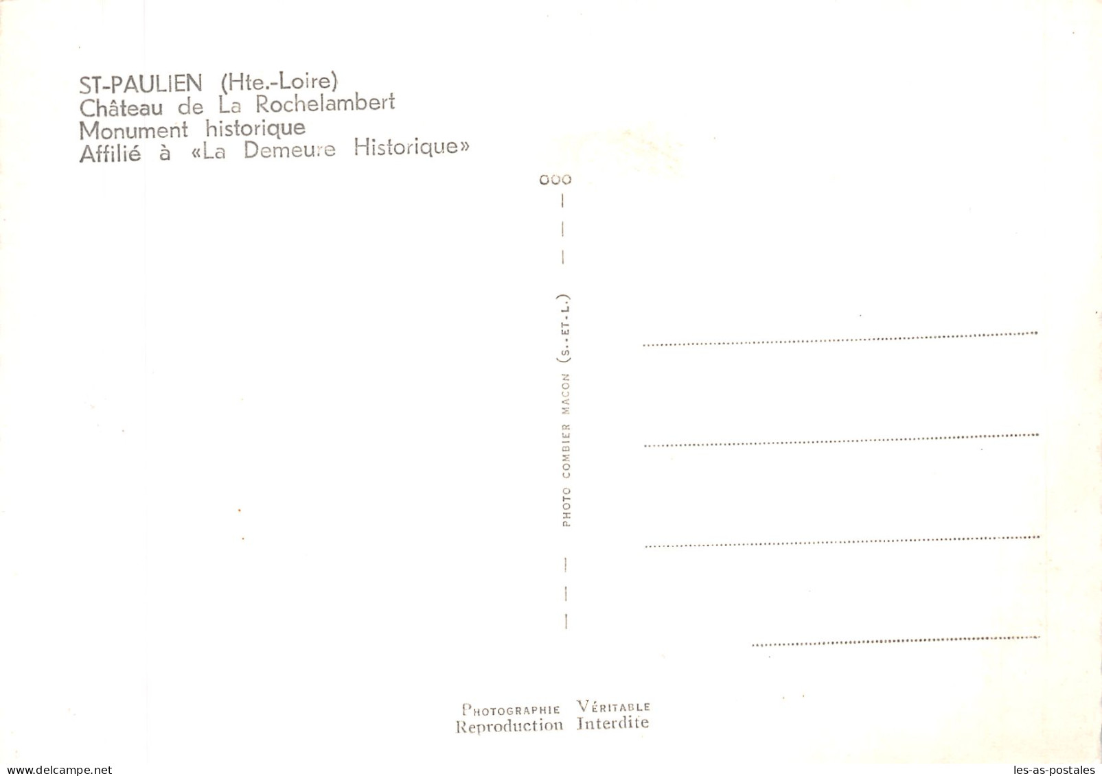 43 SAINT PAULIEN CHÂTEAU DE LA ROCHELAMBERT - Sonstige & Ohne Zuordnung