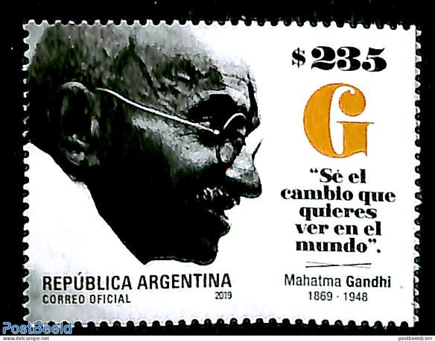 Argentina 2019 M. Gandhi 150th Birth Anniversary 1v, Mint NH, History - Gandhi - Politicians - Ongebruikt