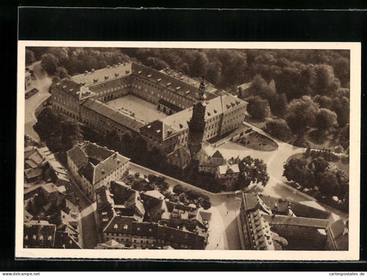AK Das Schöne Deutschland, Bild 156: Weimar, Schloss, Luftbild, Ganzsache WHW Winterhilfswerk  - Cartoline