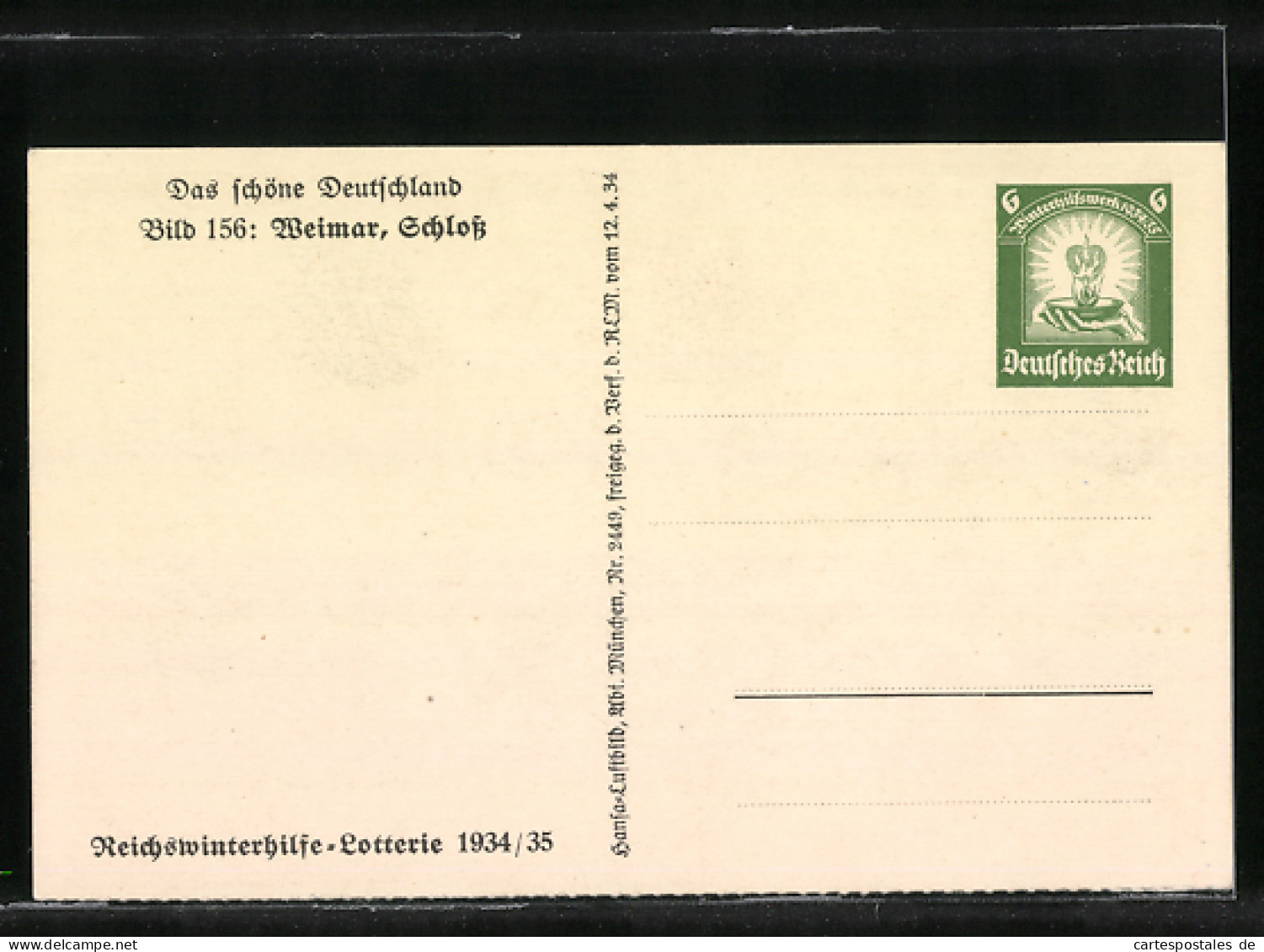 AK Das Schöne Deutschland, Bild 156: Weimar, Schloss, Luftbild, Ganzsache WHW Winterhilfswerk  - Briefkaarten