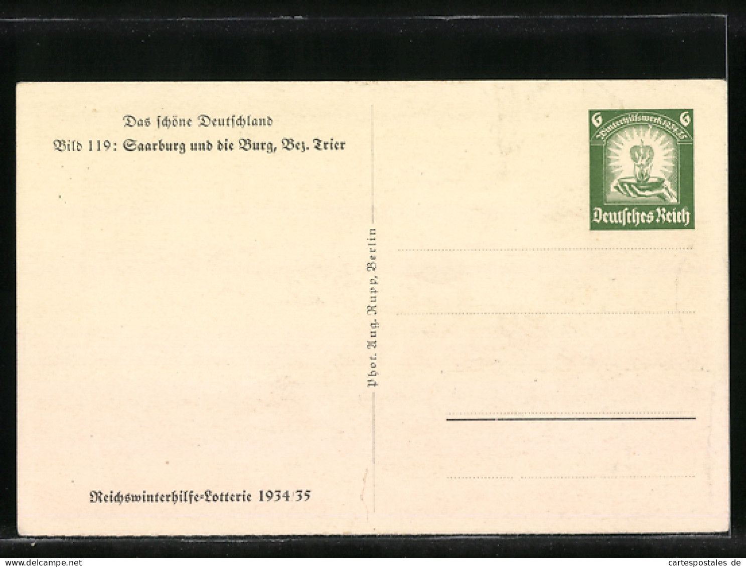 AK Saarburg, Ortspartie Mit Der Burg, Ganzsache WHW Winterhilfswerk  - Briefkaarten
