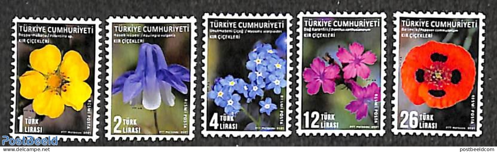 Türkiye 2021 Flowers 5v, Mint NH, Nature - Flowers & Plants - Other & Unclassified