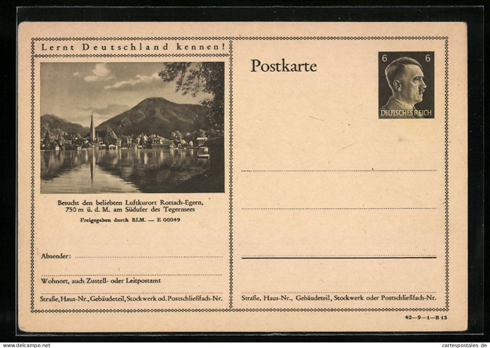 AK Rottach-Egern, Ortsansicht Mit Tegernsee, Ganzsache Lernt Deutschland Kennen  - Postkarten