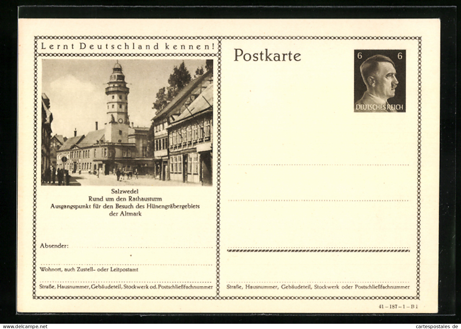 AK Salzwedel, Strassenpartie Am Rathausturm, Ganzsache Lernt Deutschland Kennen  - Postkarten