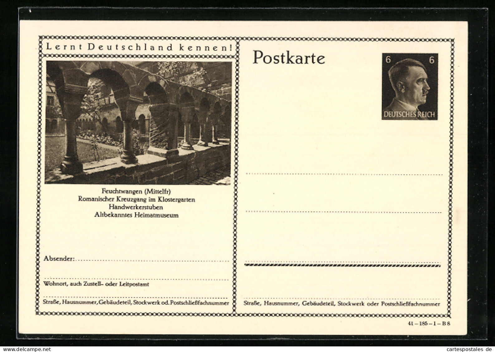 AK Feuchtwangen, Romanischer Kreuzgang Im Klostergarten, Ganzsache Lernt Deutschland Kennen  - Postkarten