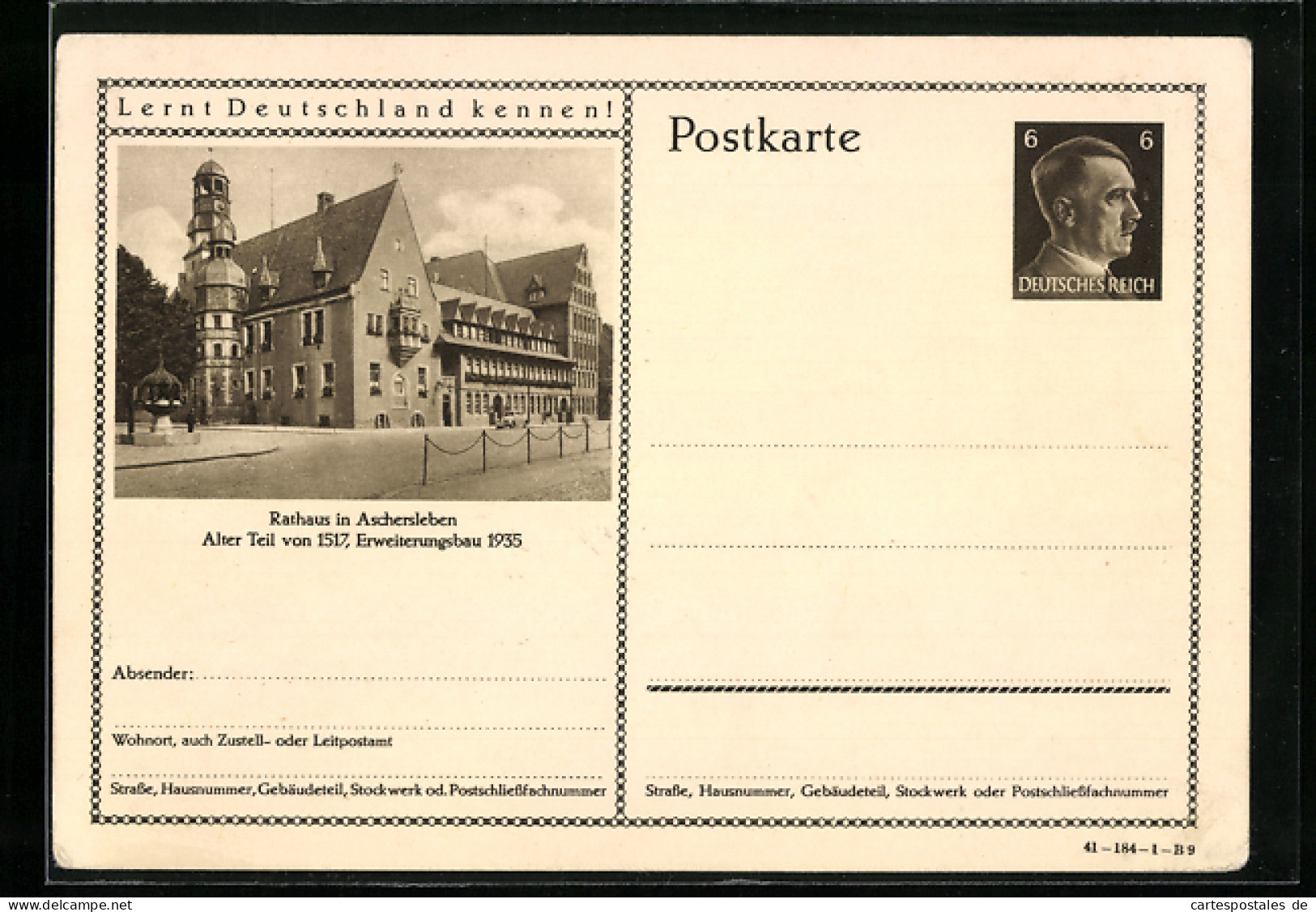 AK Aschersleben, Rathaus - Alter Teil Und Erweiterungsbau 1935, Ganzsache Lernt Deutschland Kennen  - Postkarten