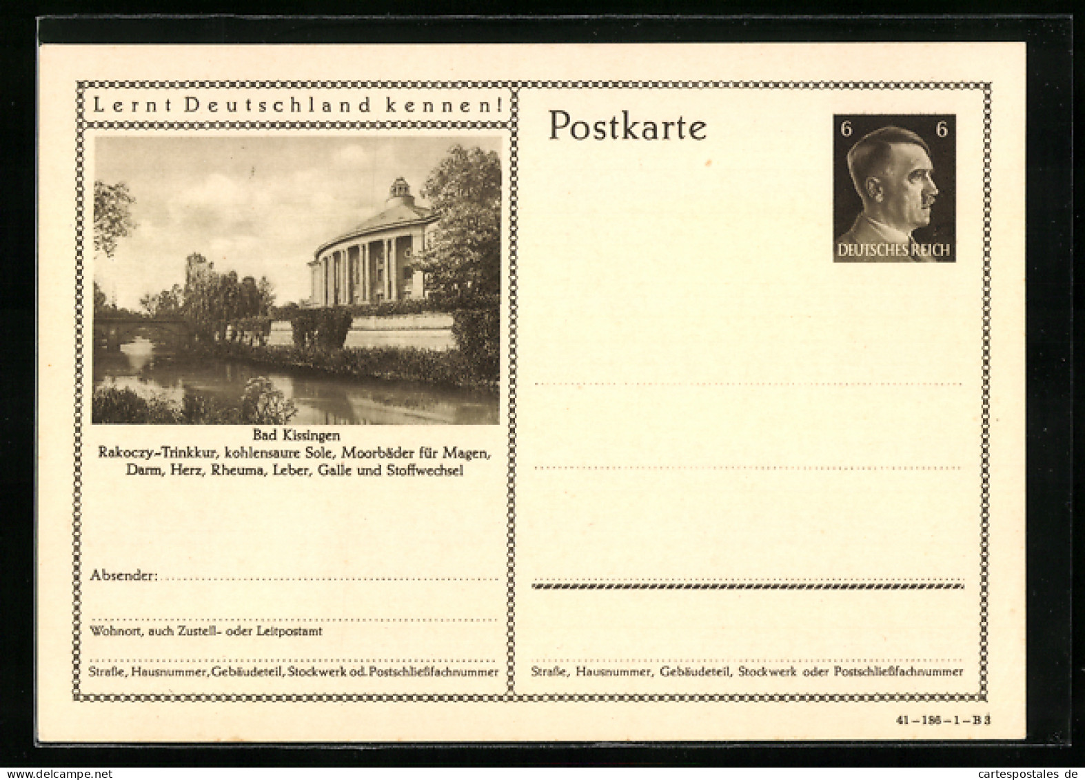 AK Bad Kissingen, Rakoczy-Trinkkur, Ganzsache Lernt Deutschland Kennen  - Postcards