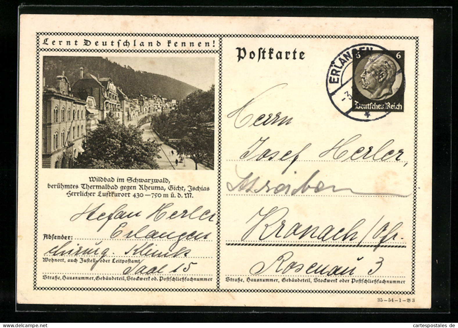 AK Wildbad Im Schwarzwald, Strassenpartie, Ganzsache Lernt Deutschland Kennen  - Cartoline