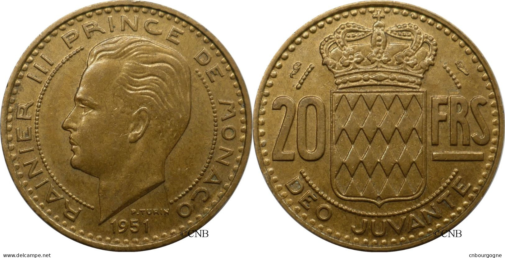 Monaco - Principauté - Rainier III - 20 Francs 1951 - TTB+/AU50 - Mon6579 - 1949-1956 Alte Francs