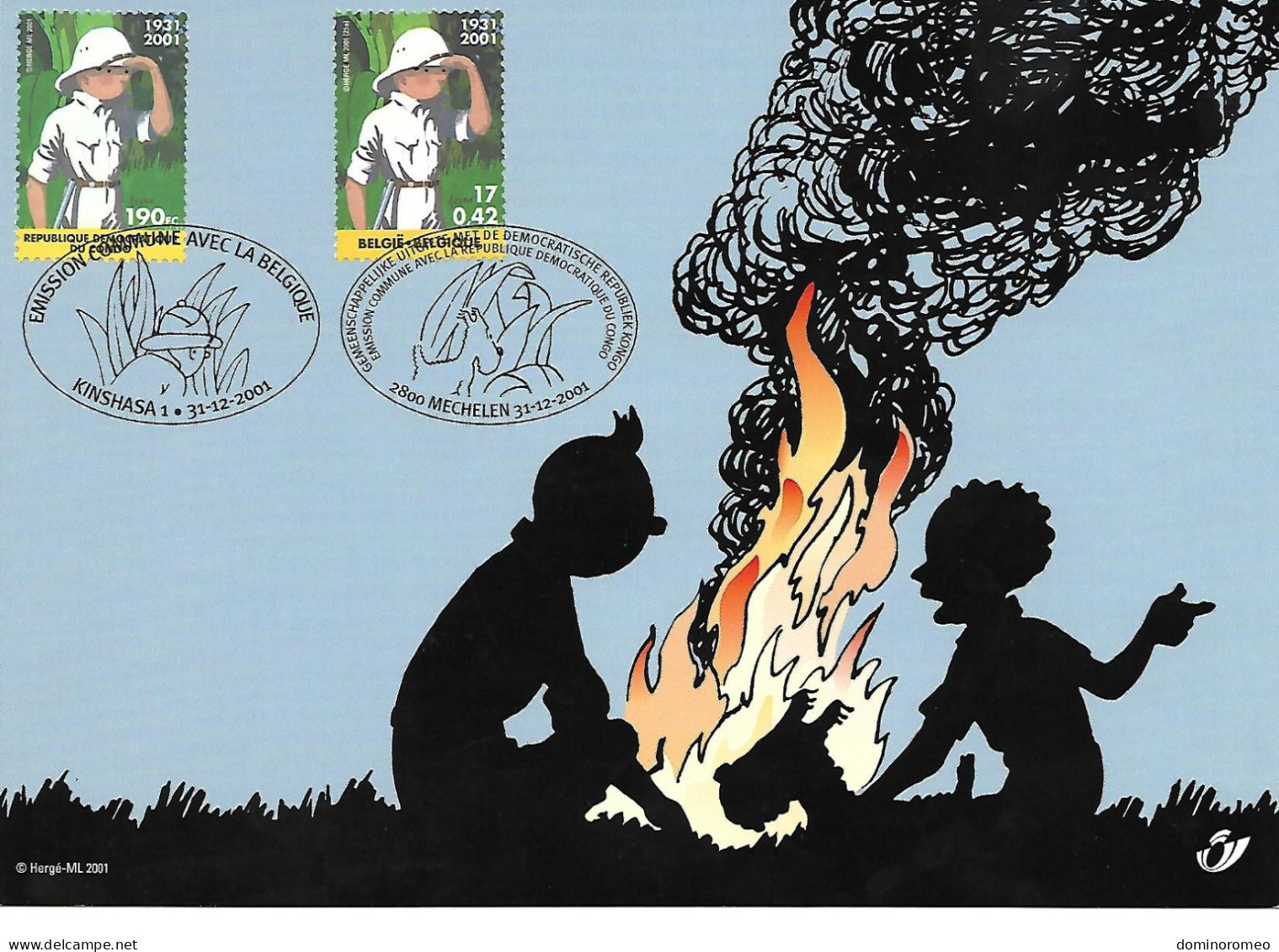 OCB 3048 Herdenkingskaart Gemeenschappelijke Uitgifte Kuifje In Congo - Cartes Souvenir – Emissions Communes [HK]