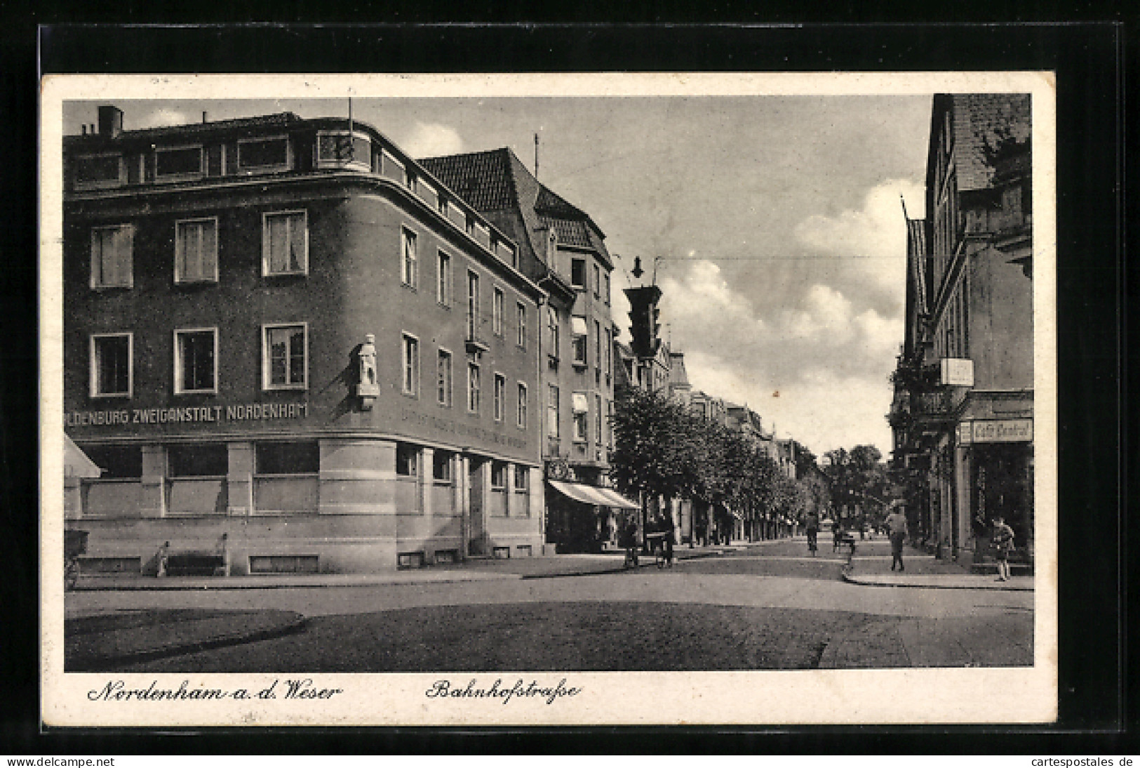 AK Nordenham A. D. Weser, Bahnhofstrasse Mit Landessparkasse  - Nordenham