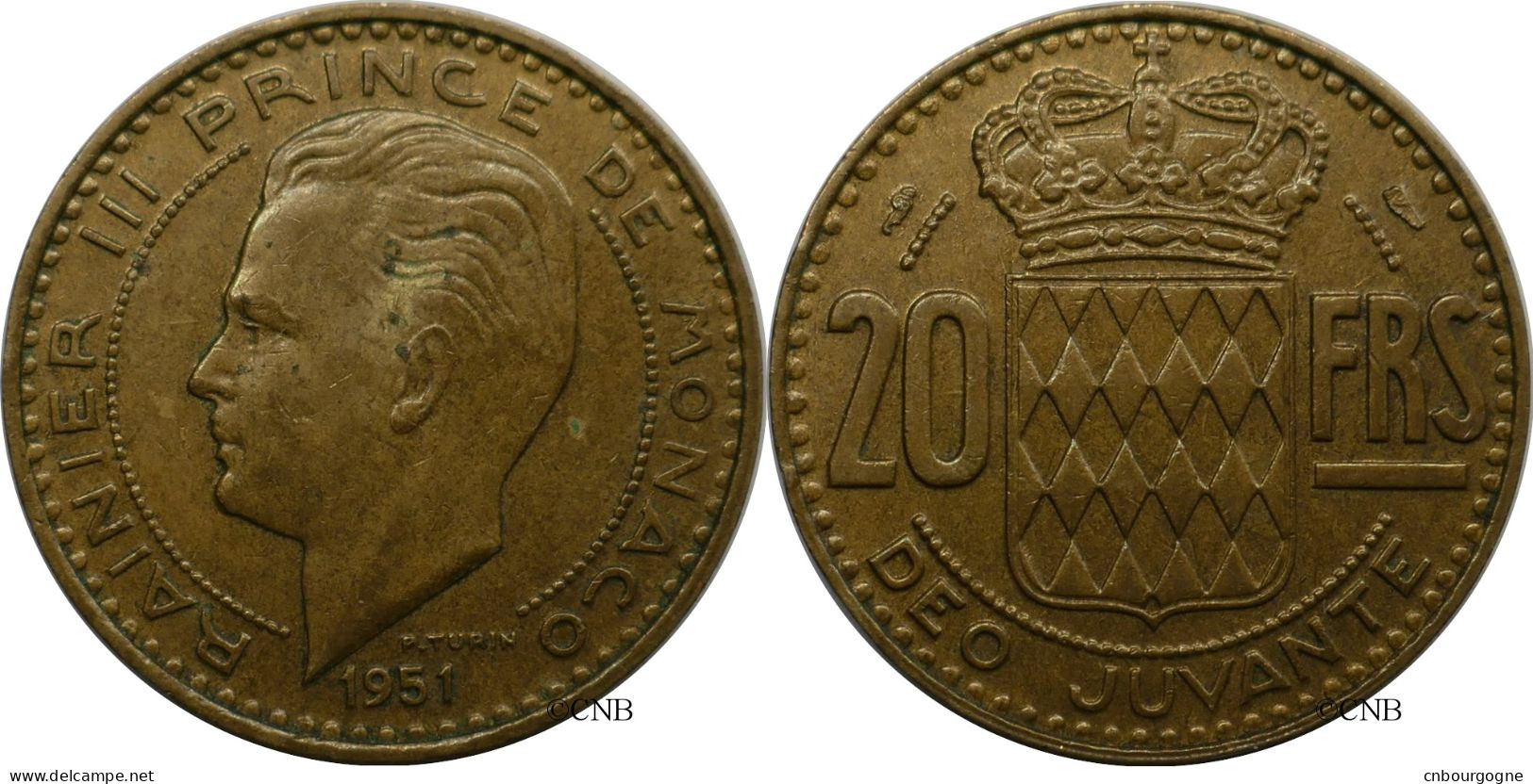 Monaco - Principauté - Rainier III - 20 Francs 1951 - TTB+/AU50 - Mon6777 - 1949-1956 Old Francs