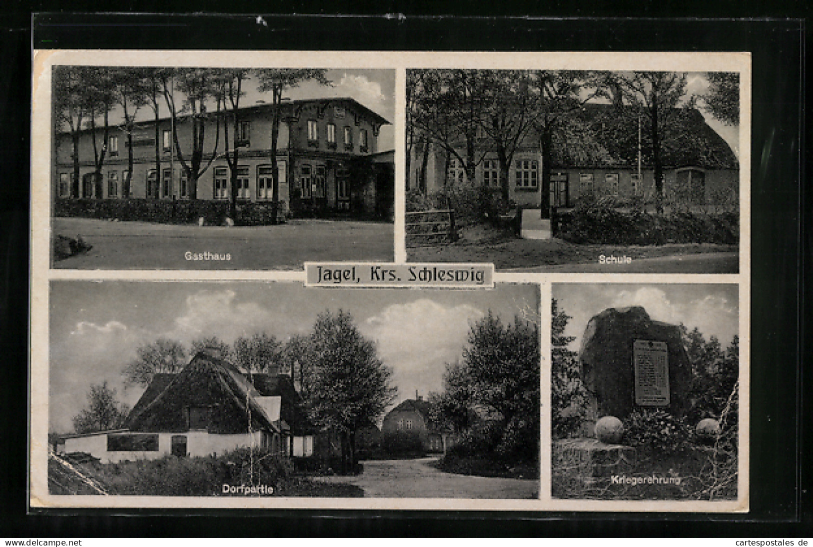 AK Jagel /Kr. Schleswig, Gasthaus, Kriegerehrung, Ortspartie  - Schleswig
