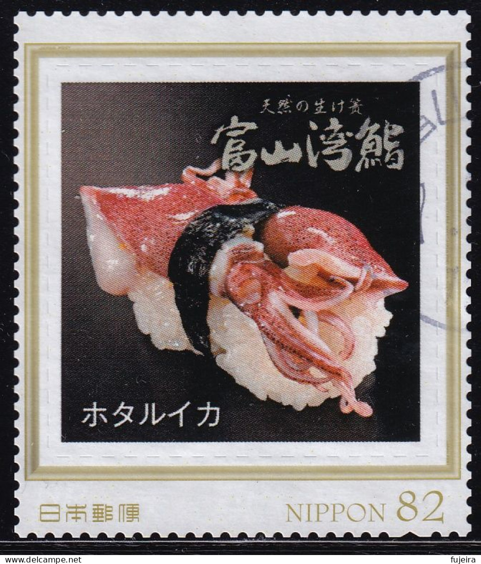 Japan Personalized Stamp, Squid Sushi (jpw0110) Used - Oblitérés