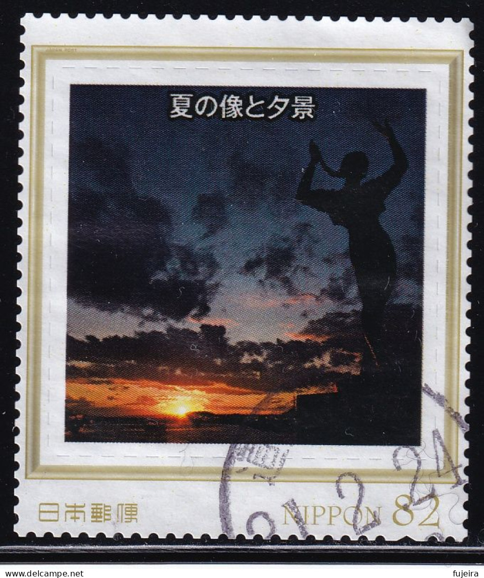 Japan Personalized Stamp, Statue Sunset (jpw0087) Used - Usati