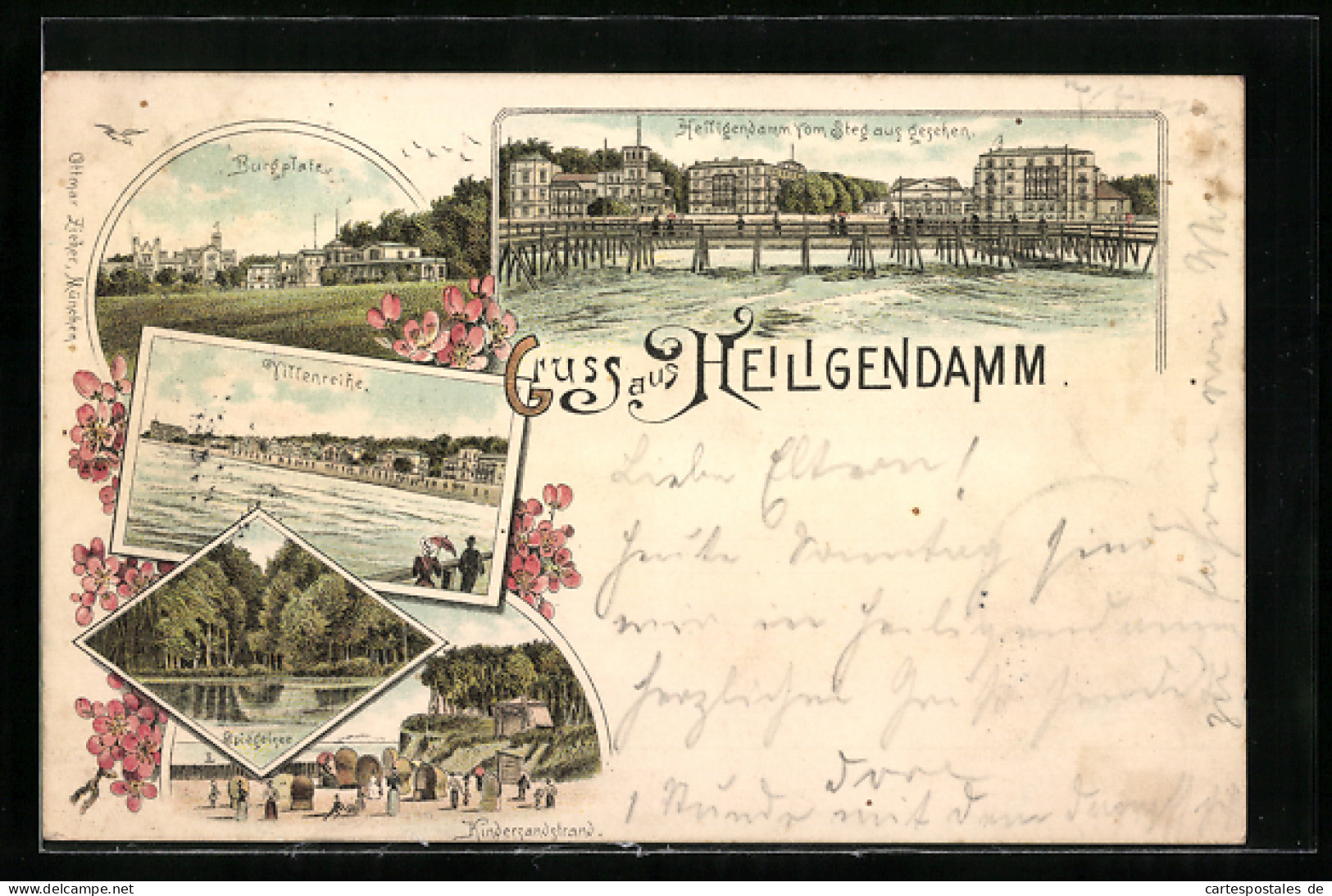 Lithographie Heiligendamm, Kindersandstrand, Burgplatz, Ortsansicht Vom Steg Aus  - Heiligendamm