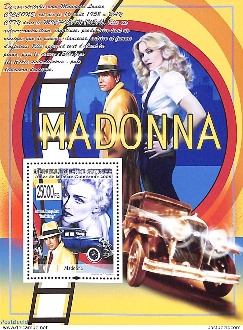 Guinea, Republic 2008 Madonna S/s, Mint NH, Performance Art - Transport - Music - Popular Music - Automobiles - Muziek