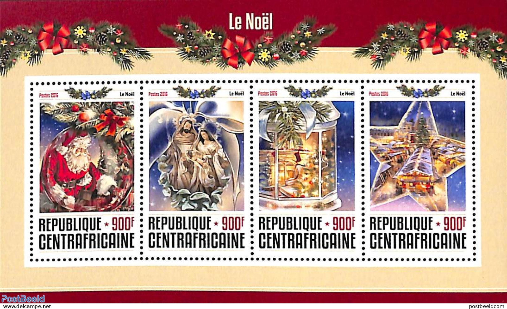 Central Africa 2016 Christmas 4v M/s, Mint NH, Religion - Christmas - Weihnachten