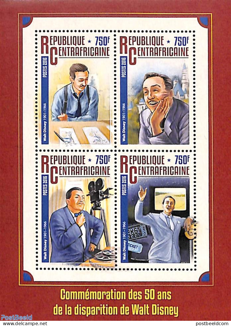 Central Africa 2016 Walt Disney 4v M/s, Mint NH, Art - Disney - Disney