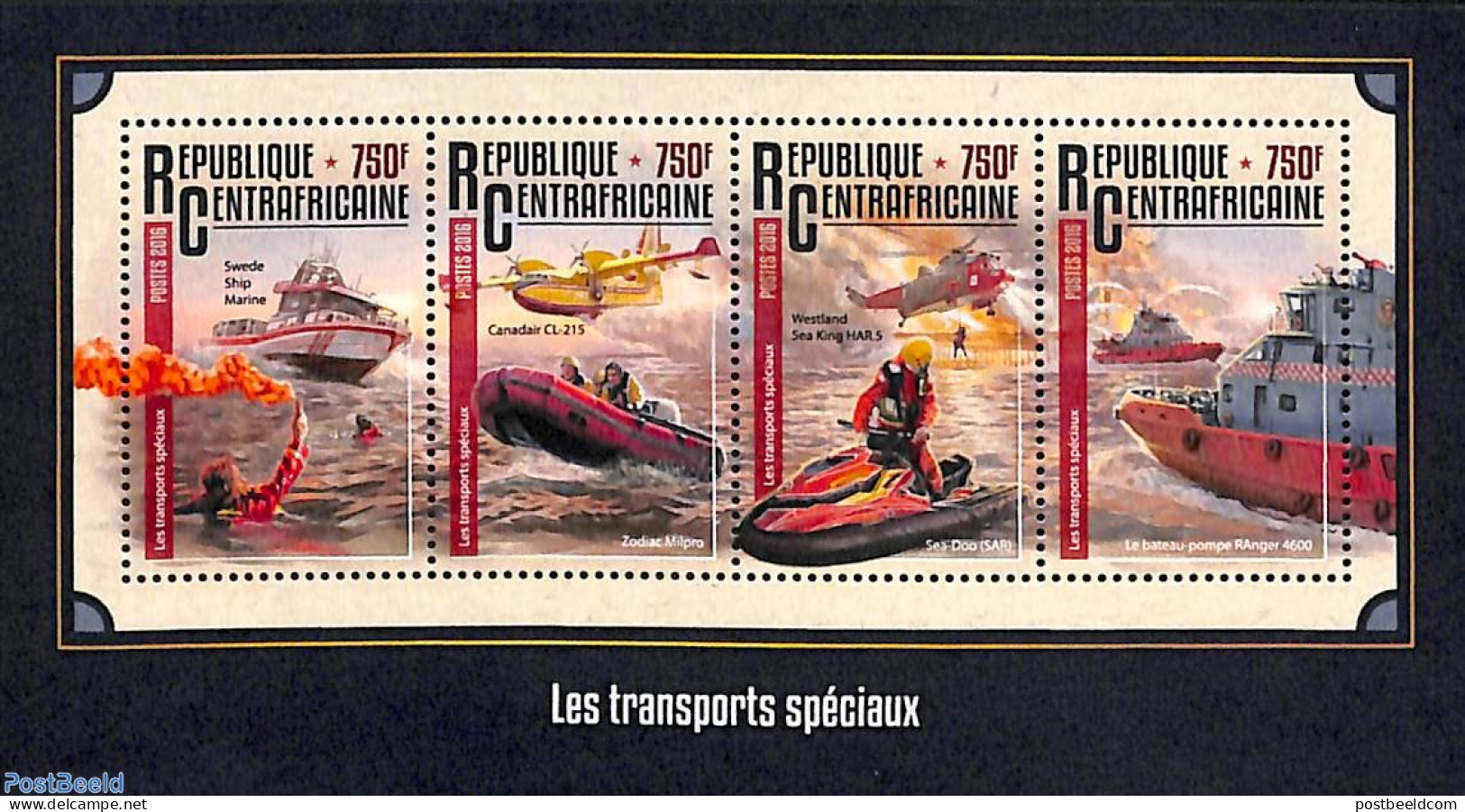 Central Africa 2016 Special Transport 4v M/s, Mint NH, Transport - Helicopters - Aircraft & Aviation - Ships And Boats - Helicopters