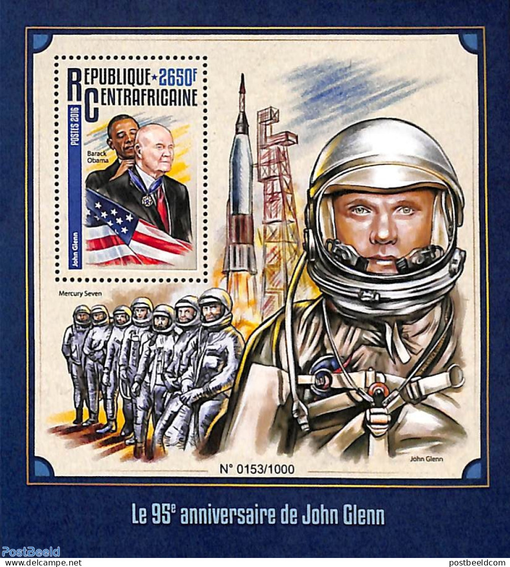 Central Africa 2016 John Glenn S/s, Mint NH, Transport - Space Exploration - Centraal-Afrikaanse Republiek