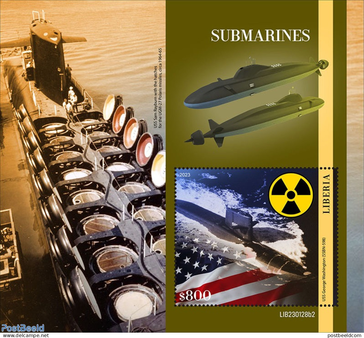 Liberia 2023 Submarines, Mint NH, Transport - Ships And Boats - Ships