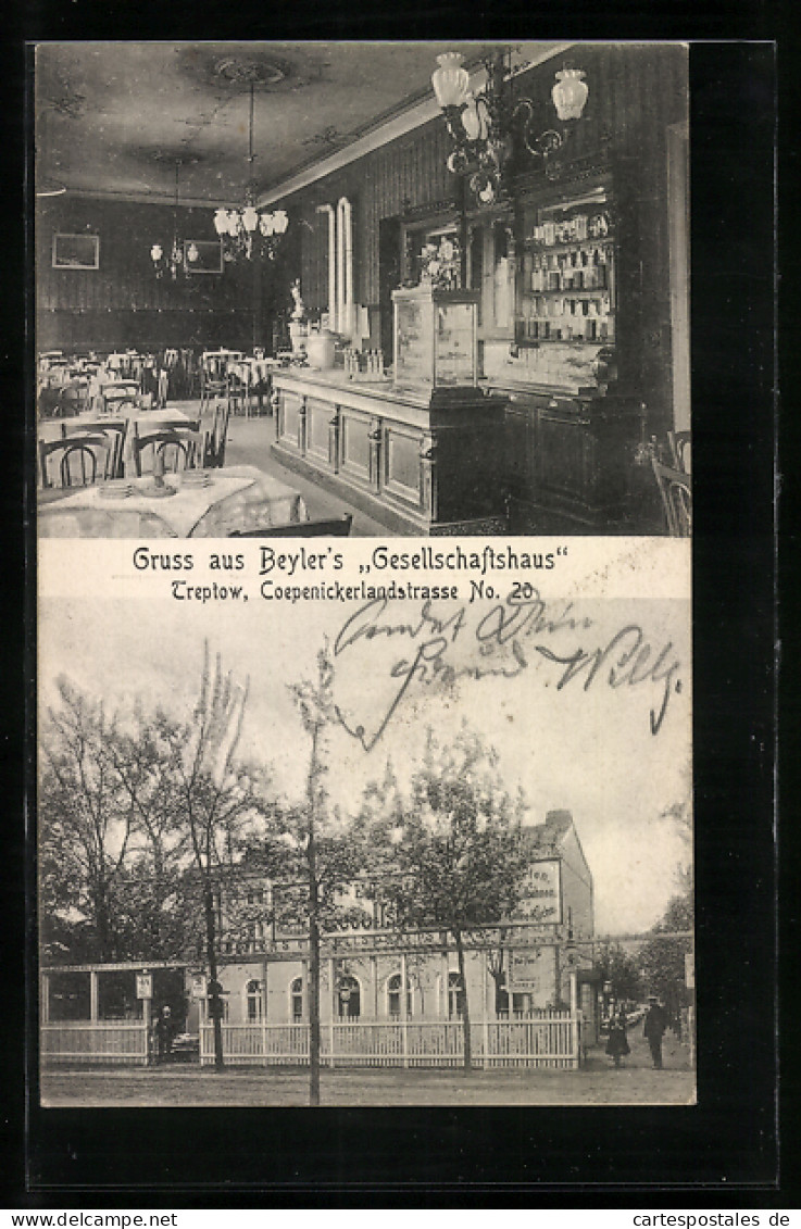 AK Berlin-Treptow, Gasthaus Beyler`s Gesellschaftshaus In Der Coepenickerlandstrasse 20  - Treptow