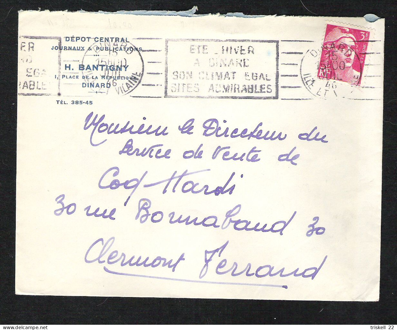 Env. Avec N° 716 De Dinard  -   Oblitération Du 15-07-1946 - 1921-1960: Periodo Moderno