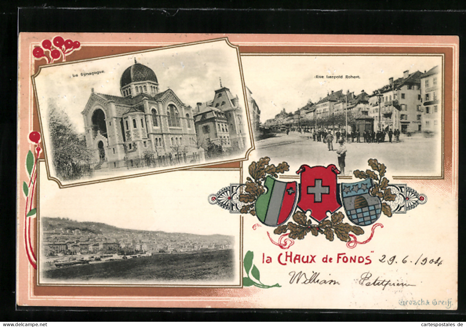 AK La Chaux De Fonds, La Synagoge, Rue Leopold Robert  - Autres & Non Classés