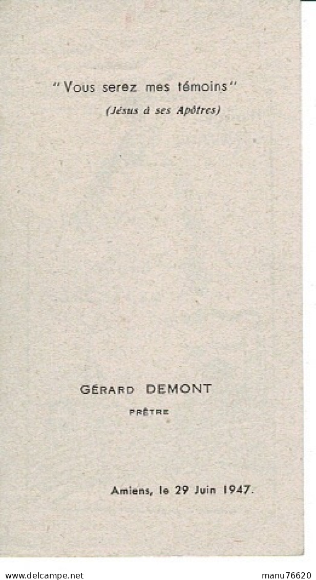 IMAGE RELIGIEUSE - CANIVET : Gérard Demont , Prêtre à Amiens En 1947 - France . - Religione & Esoterismo