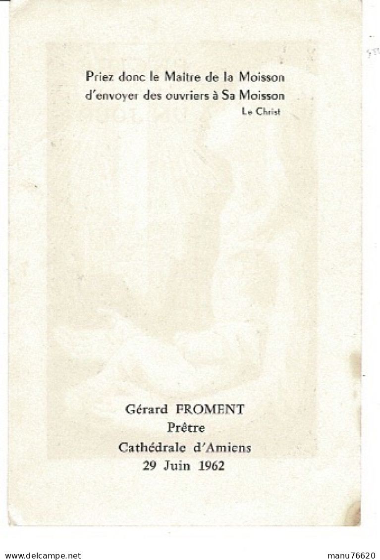IMAGE RELIGIEUSE - CANIVET : Gérard Froment , Prêtre Cathédrale à Amiens En 1962 - France . - Religion & Esotericism